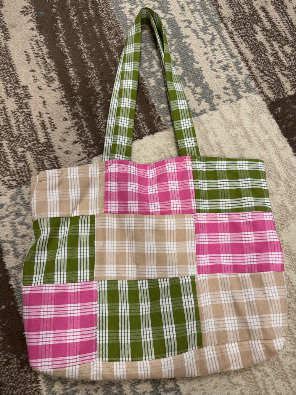 Handmade Palaka patchwork tote bag